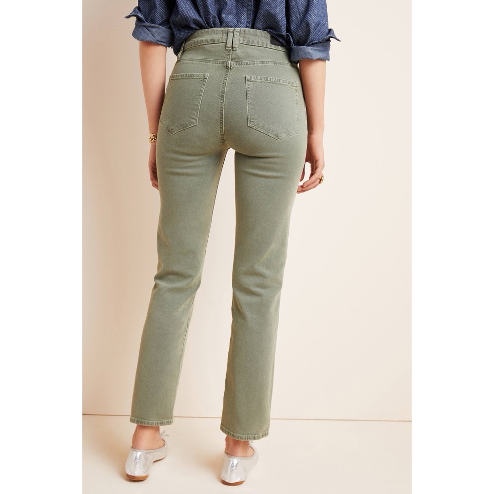 High-Rise Cindy Straight Leg Pants in Olive Green - Picture 5 of 14